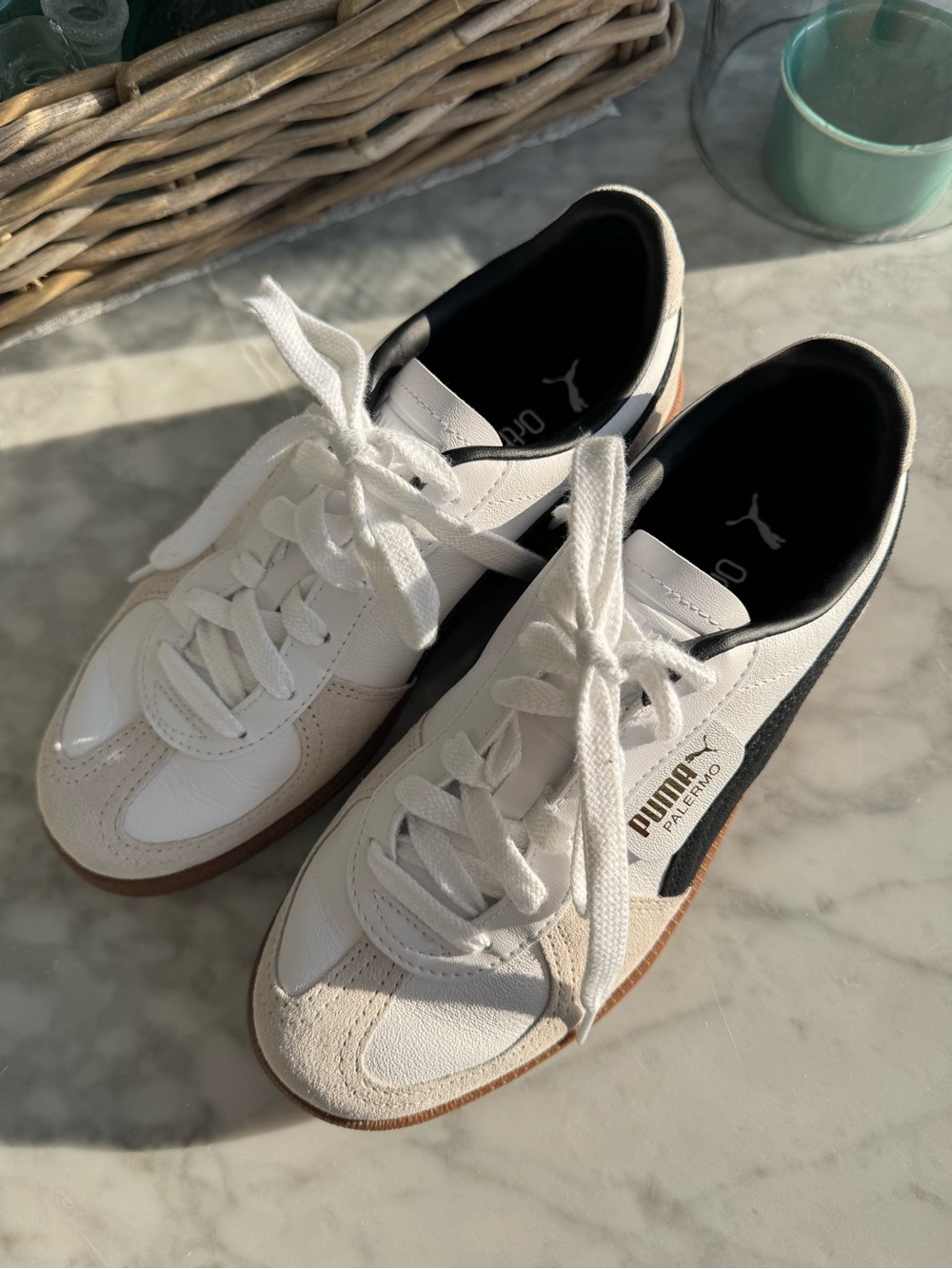 PUMA Palermo White Black Gum Retro Sneakers Women’s Size 7.5 - Picture 4 of 8